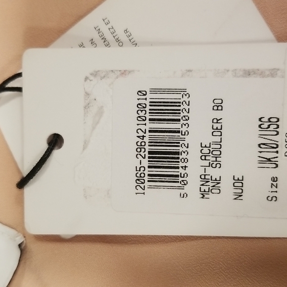 💕REISS💕 Mena One-Shoulder Crochet Lace Dress ~ Nude US 6 NWT - Picture 12 of 13